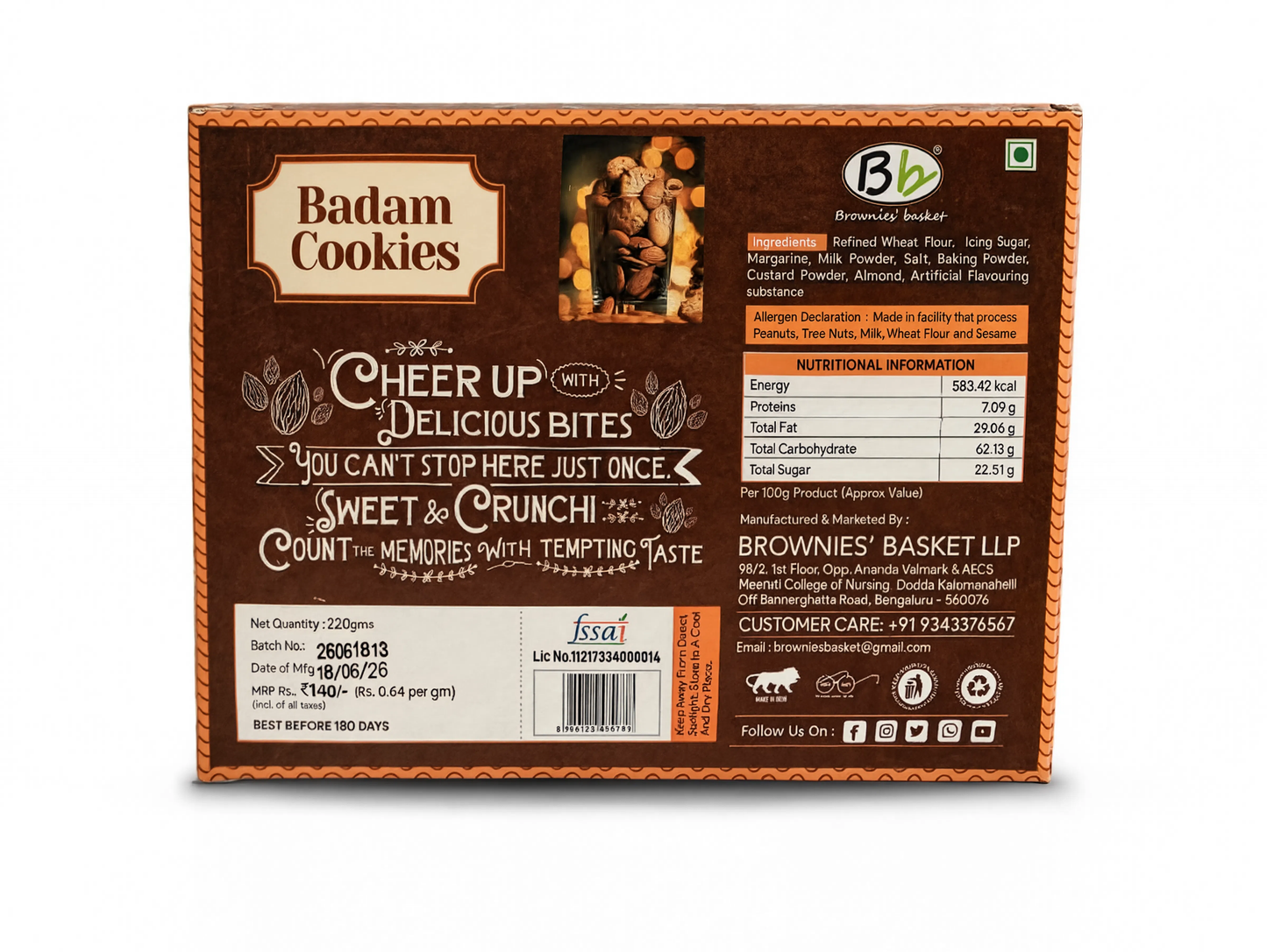 Badam Cookies | Premium Almond Butter Cookies | Brownies Basket