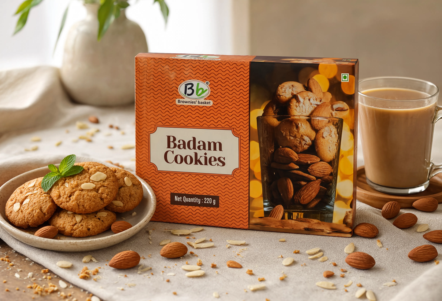 Badam Cookies | Premium Almond Butter Cookies | Brownies Basket