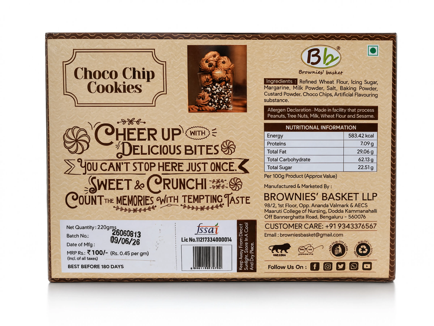 Choco Chip Cookies | Freshly Baked Chocolate Chip Cookies Online | Brownies Basket LLP
