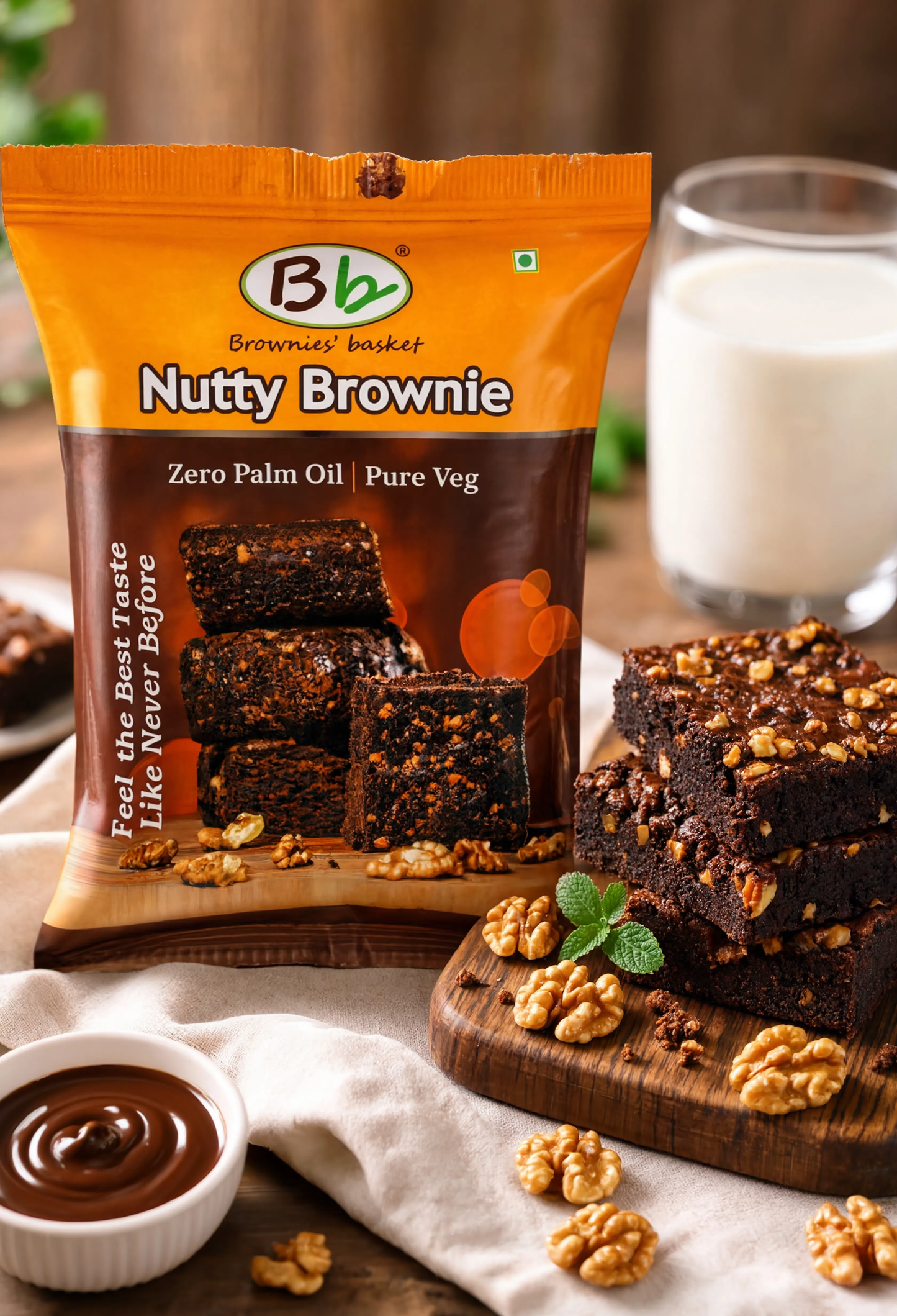 Nutty Brownie | Rich Chocolate Brownie Loaded with Nuts | Brownies Basket