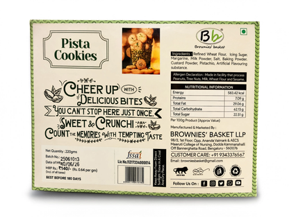 Pista Cookies | Premium Pistachio Butter Cookies | Brownies Basket