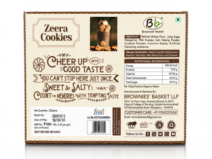 zeera Cookies | Crispy Cumin Cookies | Tea-Time Biscuits by Brownies Basket